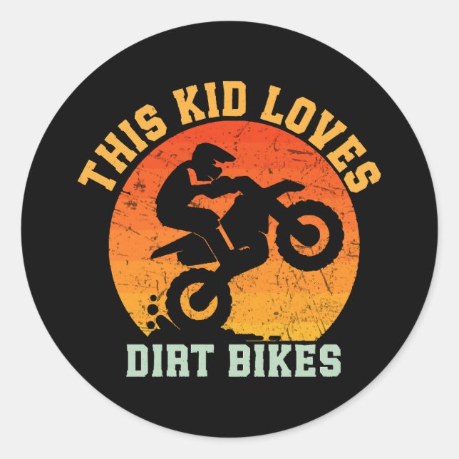 Kids Funny Dirt Bike Runder Aufkleber (Vorderseite)