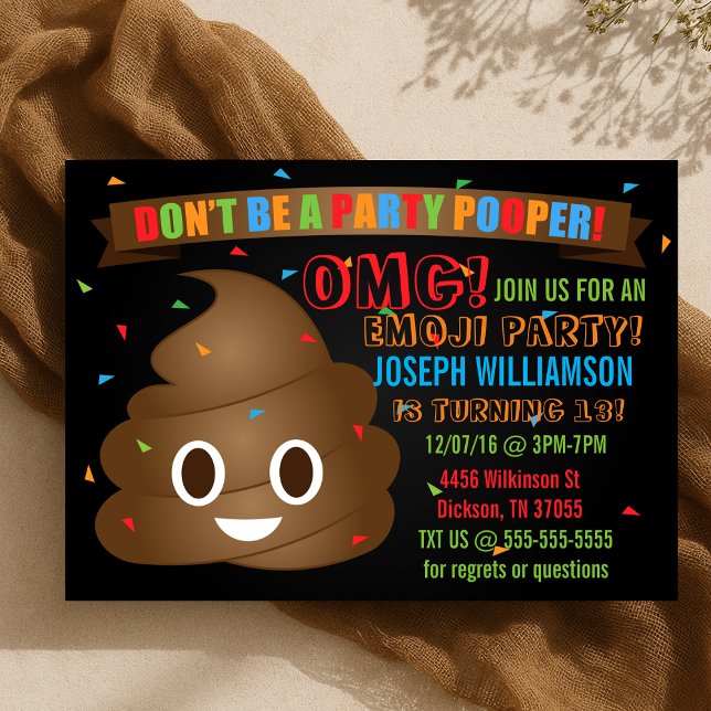Kids Funny Kackte Emoji Geburtstagsparty Einladung (Kids Funny Poop Emoji Birthday Party Invitation
)