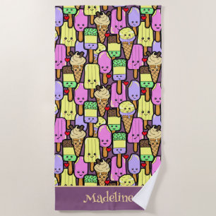 Kids Funny Kawaii Food Cartoon Charaktere Strandtuch