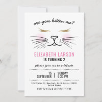 Kids Funny Kitten Face Birthday Party