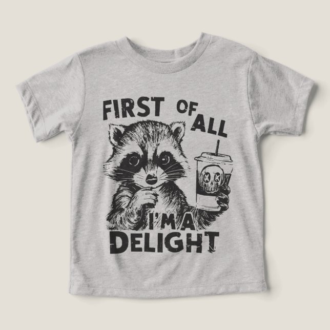 Kids Funny Raccoon T - Shirt (Design Vorderseite)