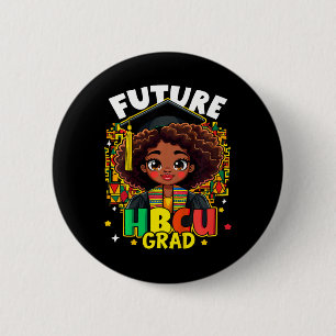 Kids Future Hbcu Grad Black Girl Kinder Afro Black Button