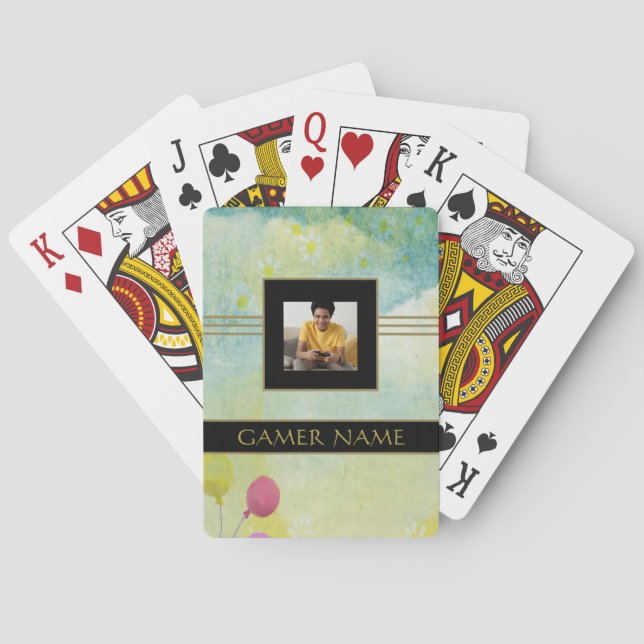 Kids Gamer Party Name & Foto Traumwolken Spielkarten (Rückseite)