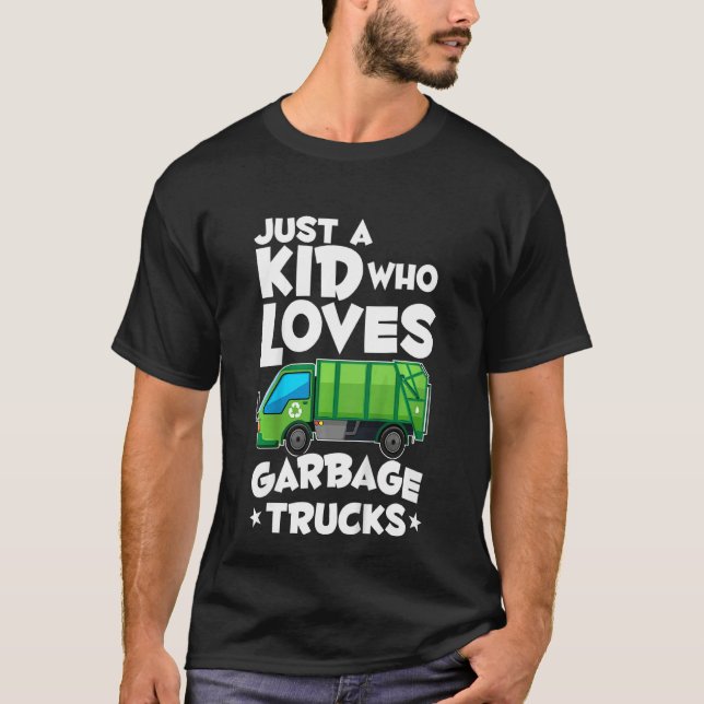 Kids Garbage Day Boys Just A Kid Who Loves Garbage T-Shirt (Vorderseite)