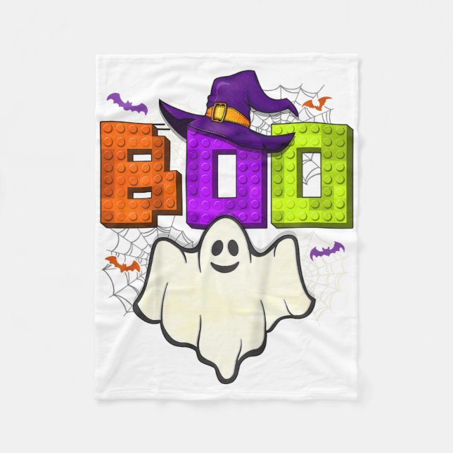 Kids Gebäude Bricks Boo Halloween Ghost Hexe Gro Fleecedecke (Vorderseite)