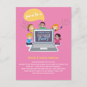 KIDS Geburtstags-Online-Video-Chat Virtual LiveStr Postkarte