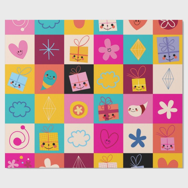 Kids Geschenkpapier Nahtloses Muster (Flach)