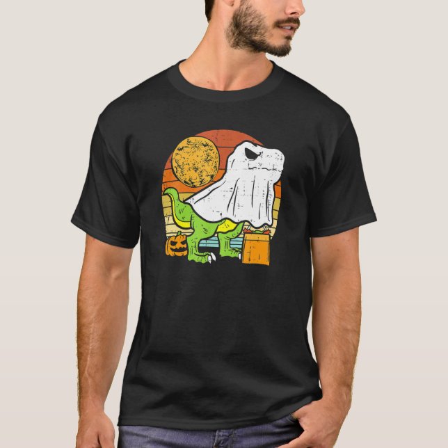 Kids Ghost Dinosaur Dino Trex Moon Candy Kleinkind T-Shirt (Vorderseite)