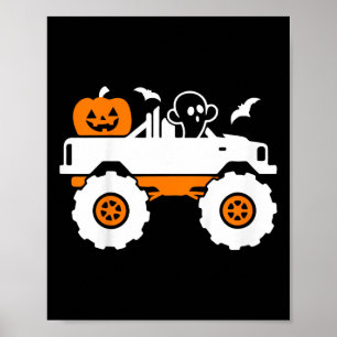 Kids Ghost Pumpkin Riding Monster Lazy Hallo Poster