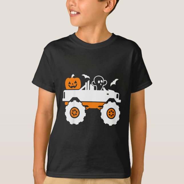Kids Ghost Pumpkin Riding Monster Lazy Hallo T-Shirt (Vorderseite)