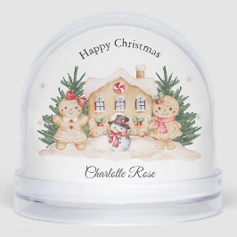 Kids Girl Gingerbread Snowman Festive Snow Globe  Schneekugeln