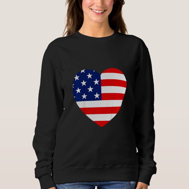 Kids Girls 4th of July American Flag Heart Patriot Sweatshirt (Vorderseite)