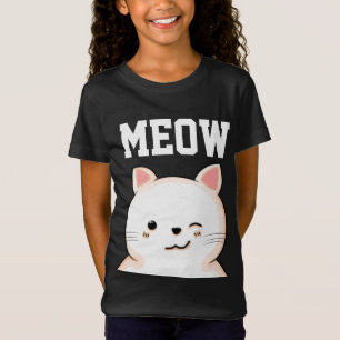 KIDS GIRLS CAT MEOW T - Shirt T-Shirts