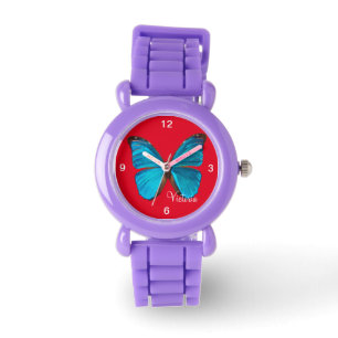 Kids Glitzer Strap Niedlich Blue Butterfly Watch Armbanduhr