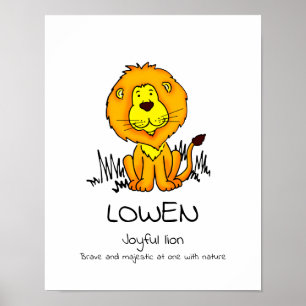 Kids Grafik Löwen Name bedeutet Lowen Poster