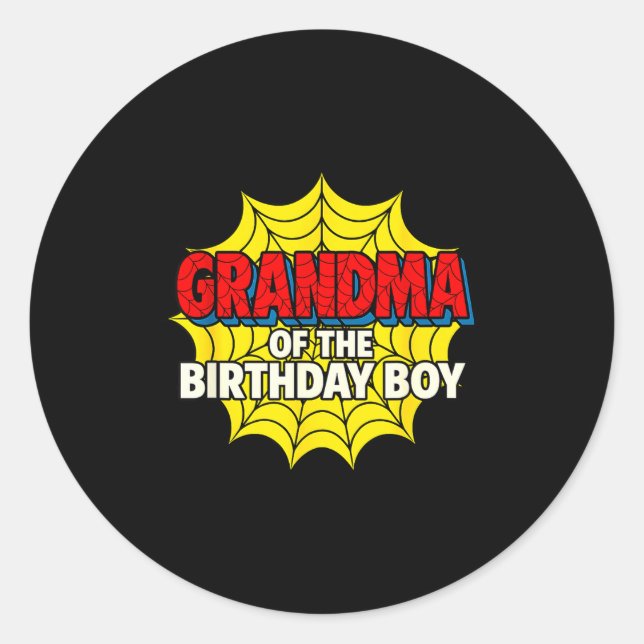 Kids Grandma Of The Birthday Boy Sder Theme Party  Runder Aufkleber (Vorderseite)