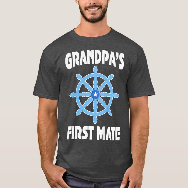 Kids Grandpas First Mate Grandson Segeln T-Shirt (Vorderseite)