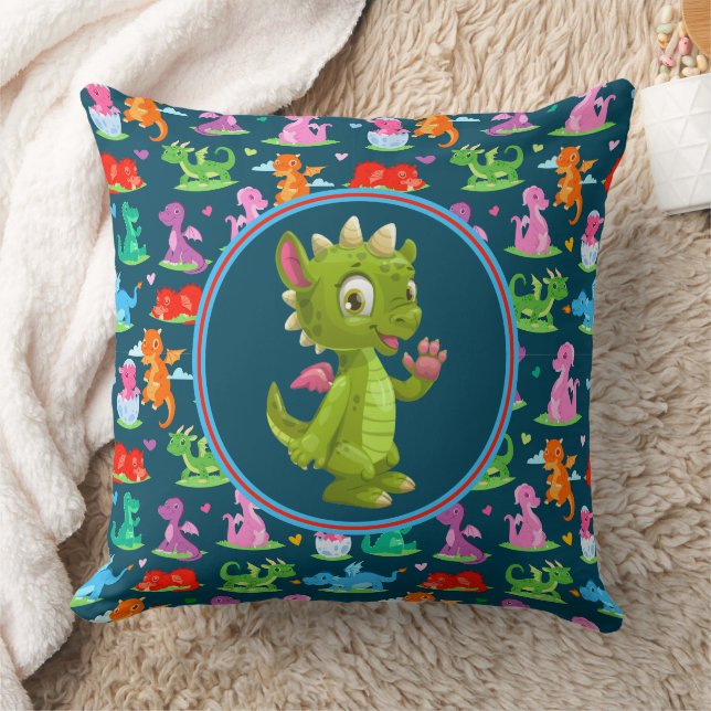 Kids Green Dragon Kissen (Decke)