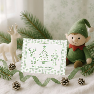 Kids Green Glitzer Scribble Art Frohe Weihnachten