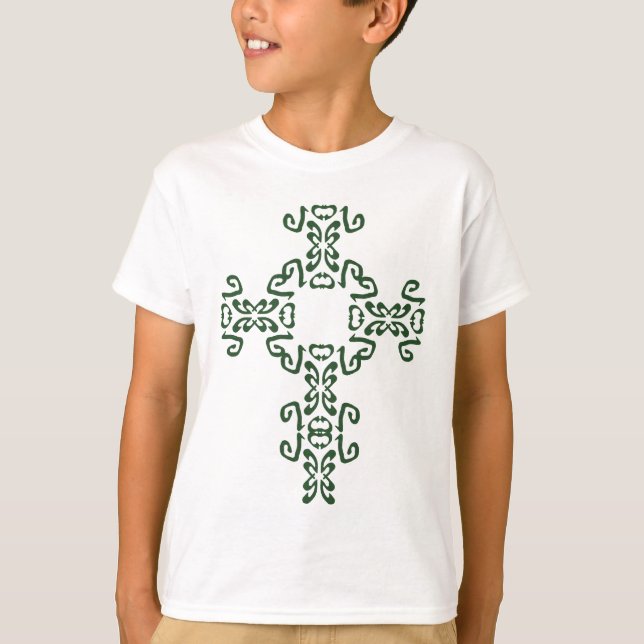Kids Green Irish Celtic Cross Hoodie Sweatshirt T-Shirt (Vorderseite)