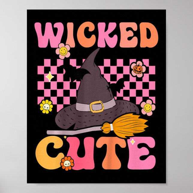 Kids Groovy Wicked Niedlich HexenHalloween Kostüm  Poster (Vorne)
