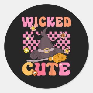 Kids Groovy Wicked Niedlich HexenHalloween Kostüm  Runder Aufkleber