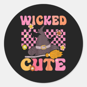 Kids Groovy Wicked Niedlich HexenHalloween Kostüm  Runder Aufkleber