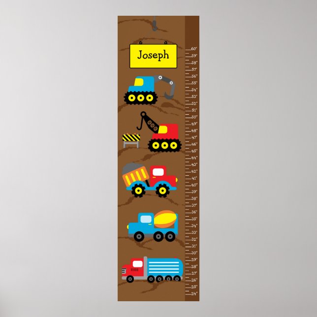 Kids Growth Construction Trucks Poster (Vorne)
