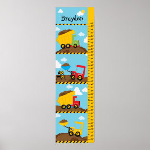 Kids Growth Construction Trucks Poster