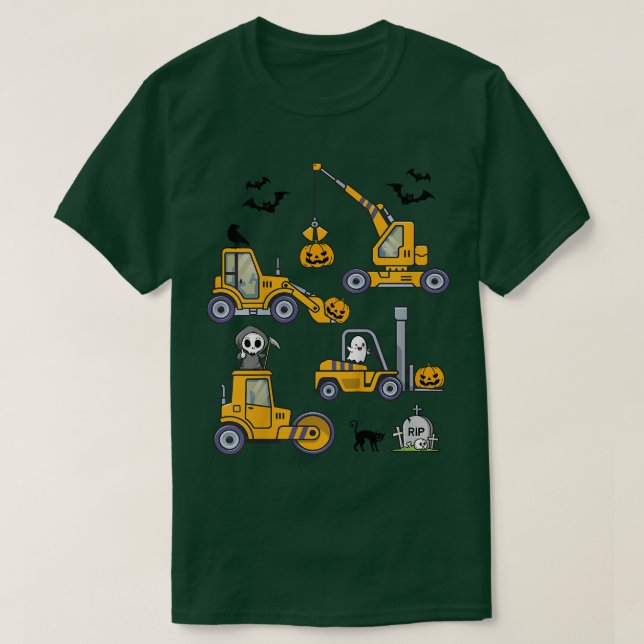 Kids Halloween Bauwagen Kürbispukin T-Shirt (Design vorne)