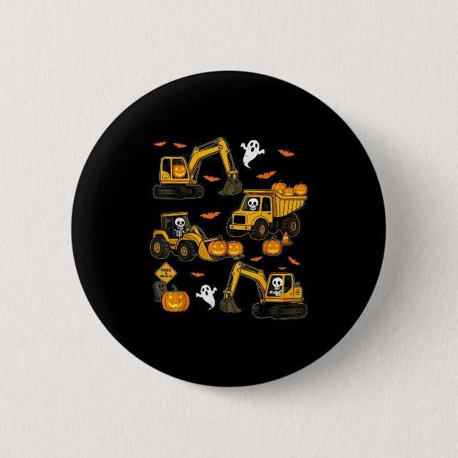 Kids Halloween Construction Trucks Costume Toddler Button (Vorderseite)