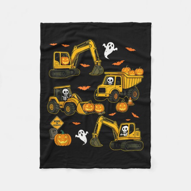 Kids Halloween Construction Trucks Costume Toddler Fleecedecke (Vorderseite)