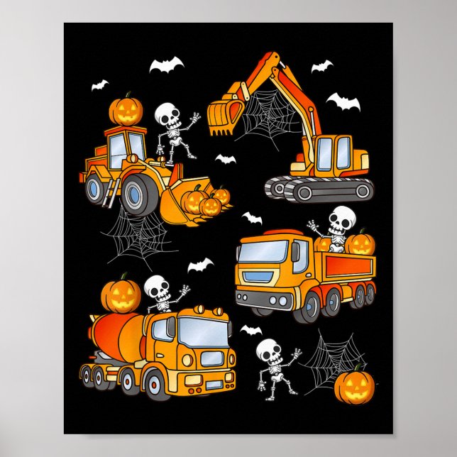 Kids Halloween Construction Trucks Costume Toddler Poster (Vorne)