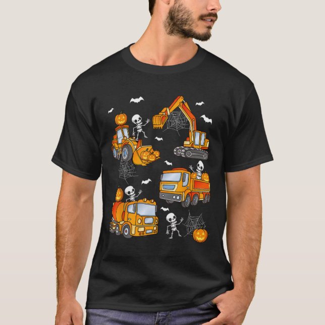 Kids Halloween Construction Trucks Costume Toddler T-Shirt (Vorderseite)