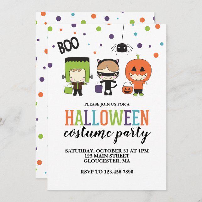 Kids Halloween Costume Party Einladung (Vorne/Hinten)