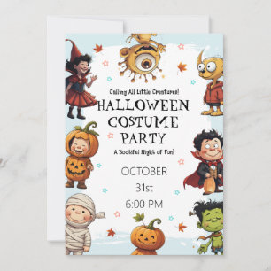 Kids Halloween Costume Party Niedliches kleines Einladung