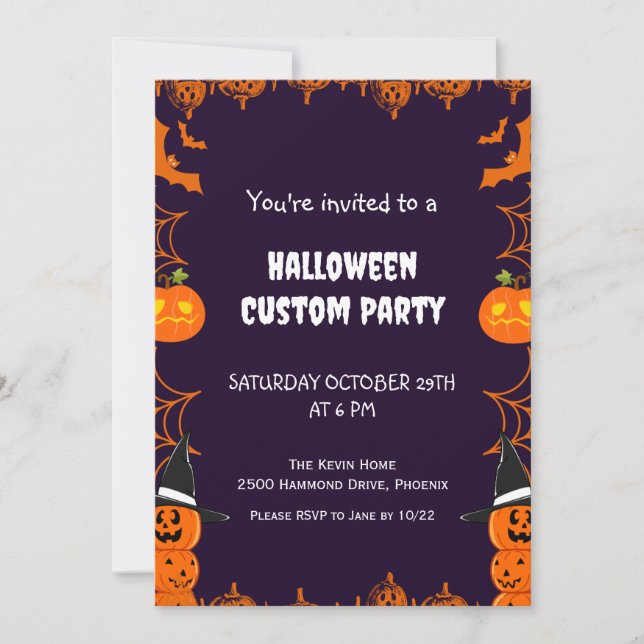 Kids Halloween Custom Party Einladung (Vorderseite)