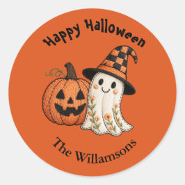 Kids Halloween Cute Ghost Pumpkin Runder Aufkleber