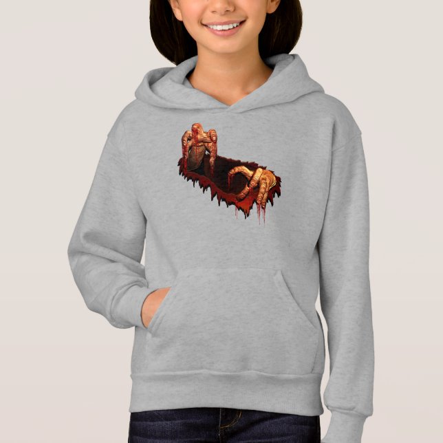 Kid's Halloween Hoodie Costume Zombie Sweatshirt (Vorderseite)