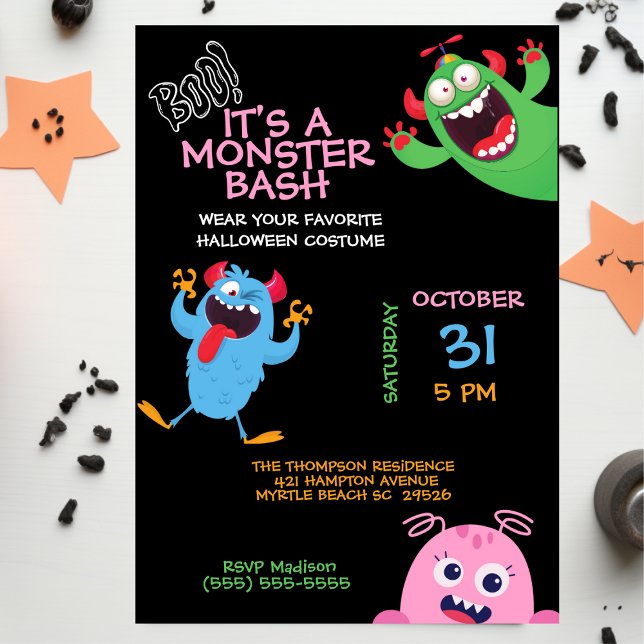 Kids Halloween Monster Mash Bash Party Einladung (Von Creator hochgeladen)