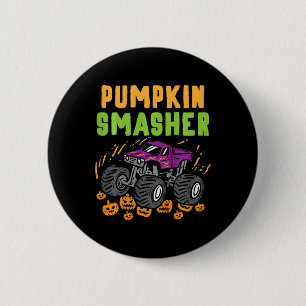 Kids Halloween Monster Truck Pumpkin Smasher Boys Button
