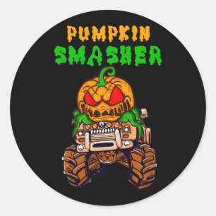 Kids Halloween Monster Trucks Pumpkin Smasher Jack Runder Aufkleber