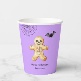 Kids Halloween Niedlich Gingerbrot Skelett Lila Pappbecher