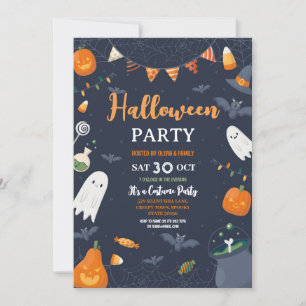 Kids Halloween-Party Pumpkins Gespenster Bats Einladung