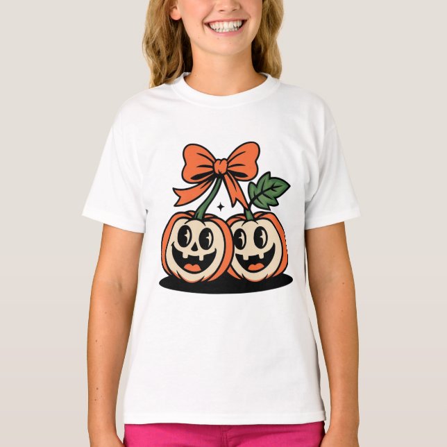 Kids Halloween Pumpkin Duo T-Shirt (Vorderseite)
