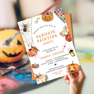 Kids Halloween Pumpkin Painting Geburtstagsparty Einladung