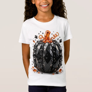 Kids Halloween Schwarzes Kristall-Kürbis-T-Shirt T-Shirt