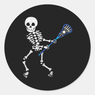 Kids Halloween Shirt Skeleton Lacrosse Sport Playa Runder Aufkleber
