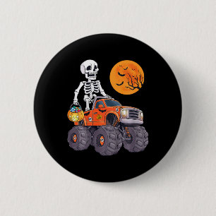 Kids Halloween Skelett Reiten Monster Truck Funny Button