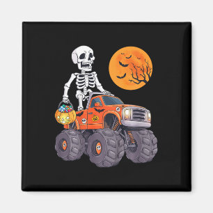 Kids Halloween Skelett Reiten Monster Truck Funny Magnet
